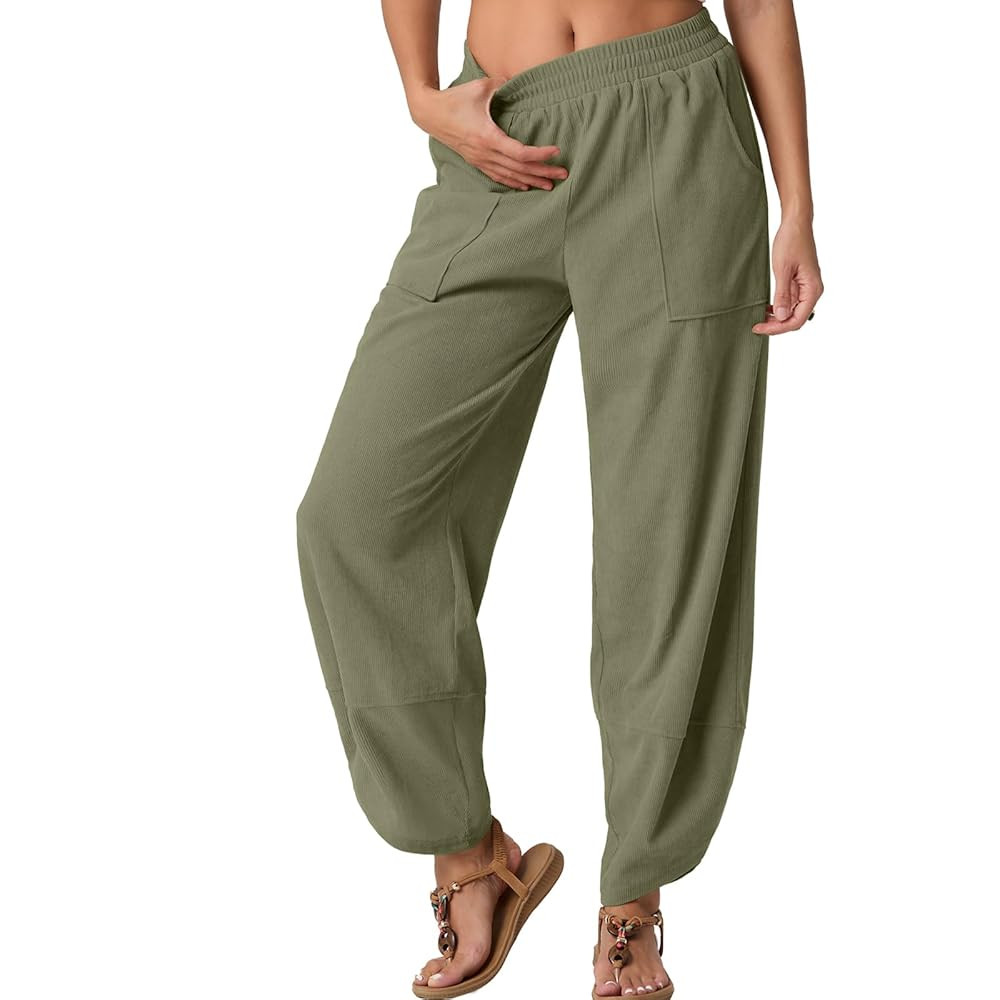 Womens Wide Leg Harem Pants Palazzo Boho Casual Loose Elastic Waist 2025 Travel Vacation Outfits ... | Amazon (US)