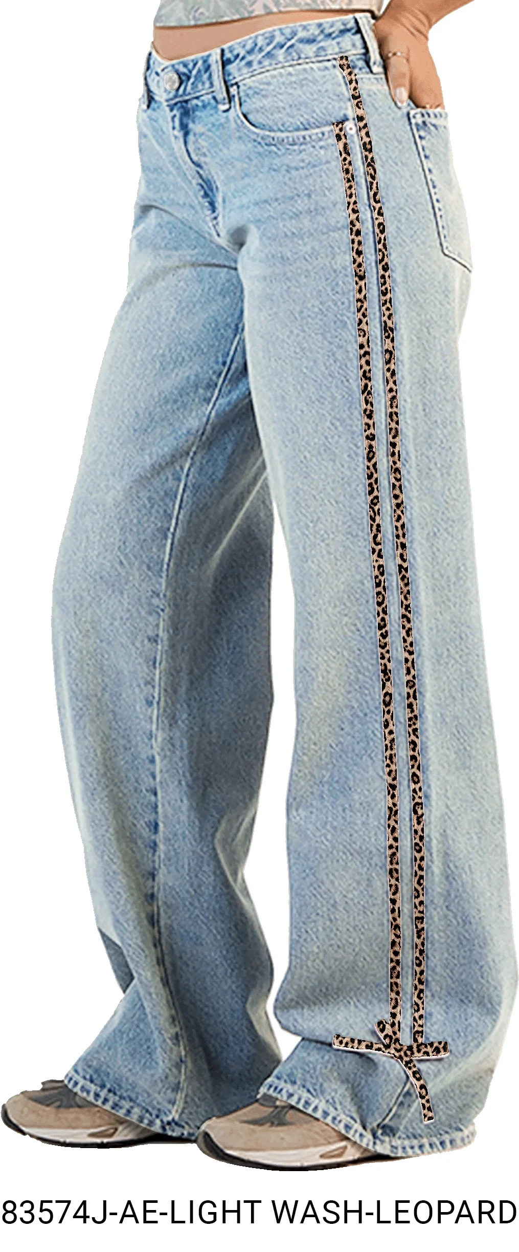 Forever 21 Women's Low Rise Baggy Fit with Side Stripes, Color- Blue, Size- 8 | Walmart (US)