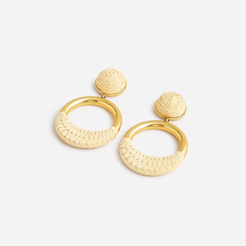 Raffia-wrapped hoop earrings | J.Crew US