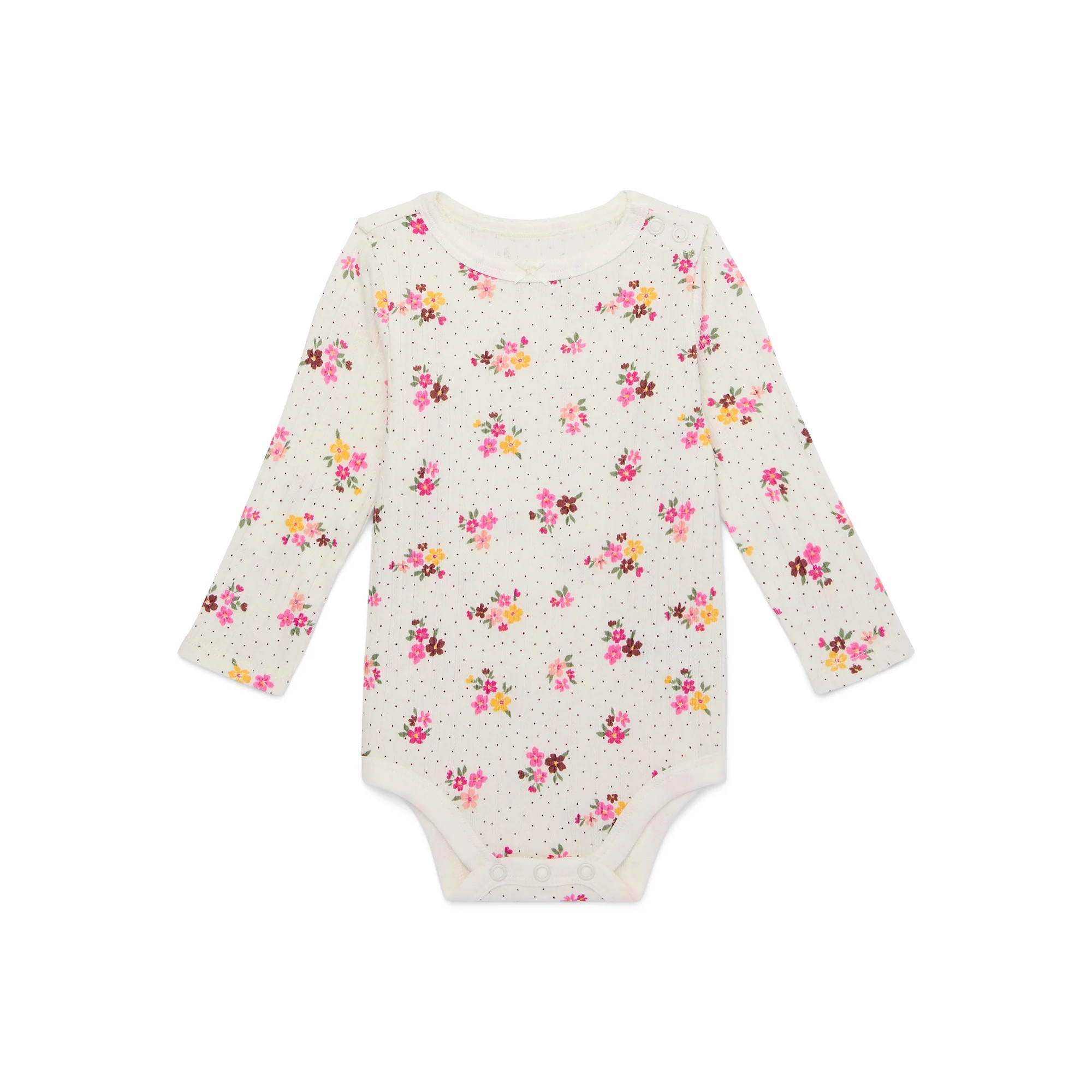 Garanimals Baby Girl Long Sleeve Scallop Neck Pointelle Bodysuit, Sizes 0-24 Months | Walmart (US)