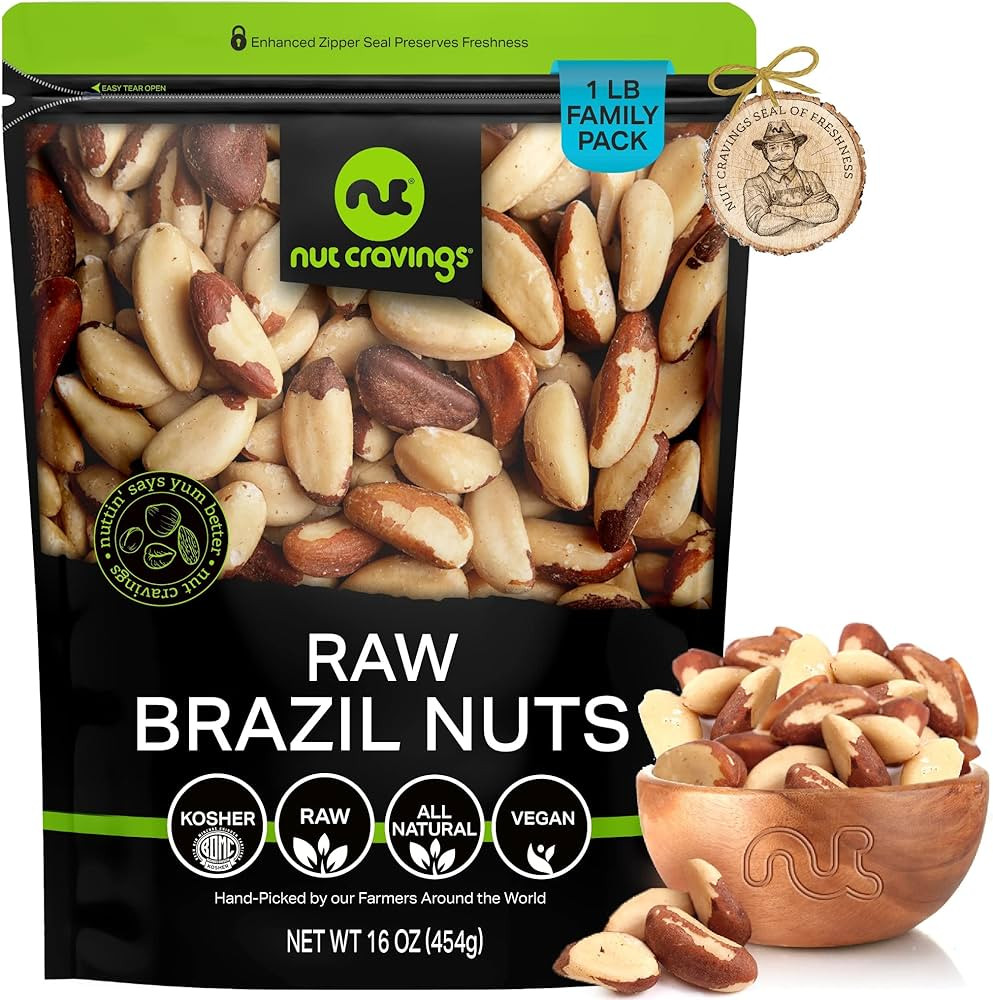NUT CRAVINGS - Raw Brazil Nuts, Unsalted, No Shell, Whole, (16oz - 1 LB) Bulk Nuts Packed Fresh i... | Amazon (US)
