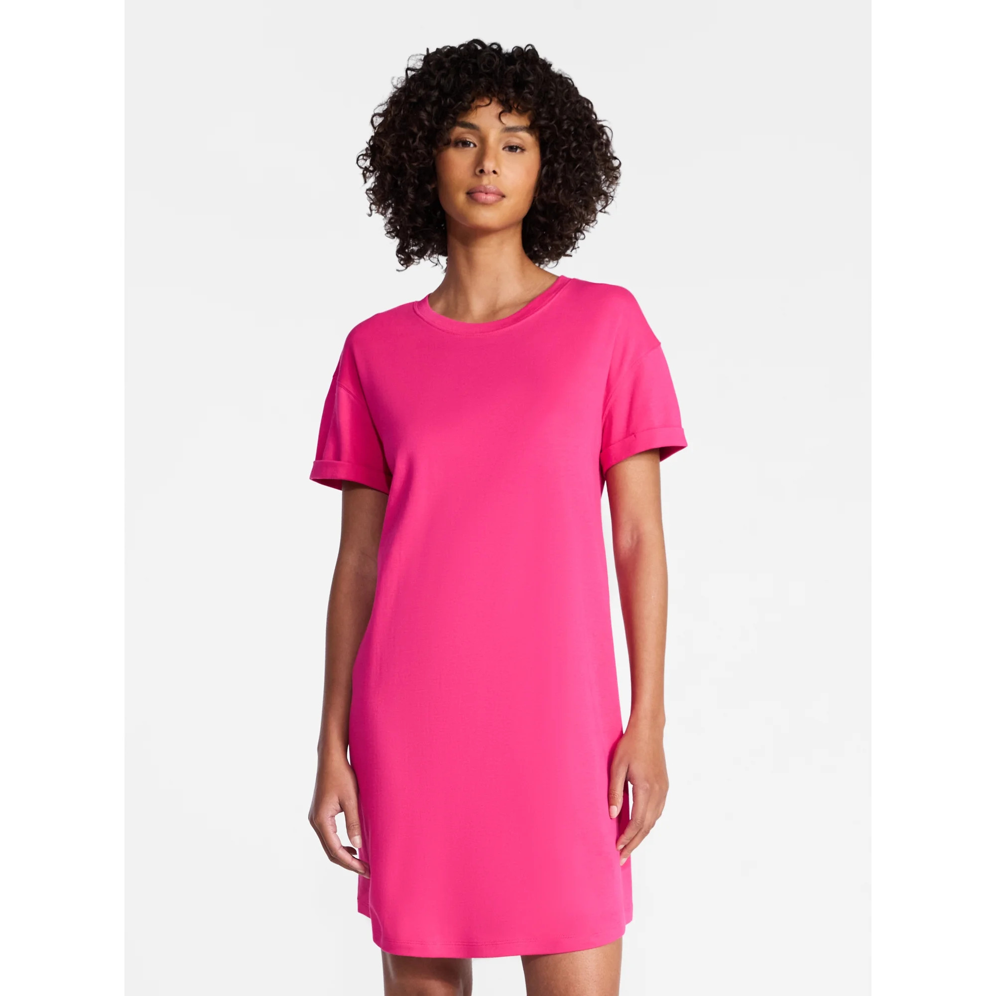 Time and Tru Women's Cotton T-Shirt Dress with Short Sleeves, Sizes XS-XXXL | Walmart (US)