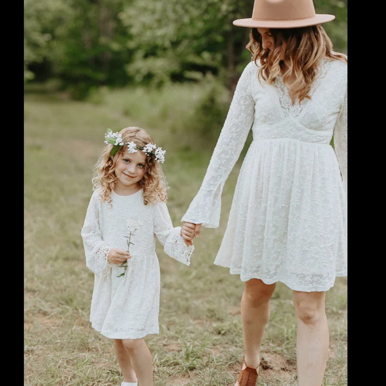 Mommy and Me Dresses - Ivory Lace Matching, Family Photoshoot Outfit | Etsy (US)