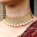 Abhika Creations Golden Pearl Choker Necklace Gold Designer Handmade Indian Jewelry Party Wear Neckl | Amazon (US)