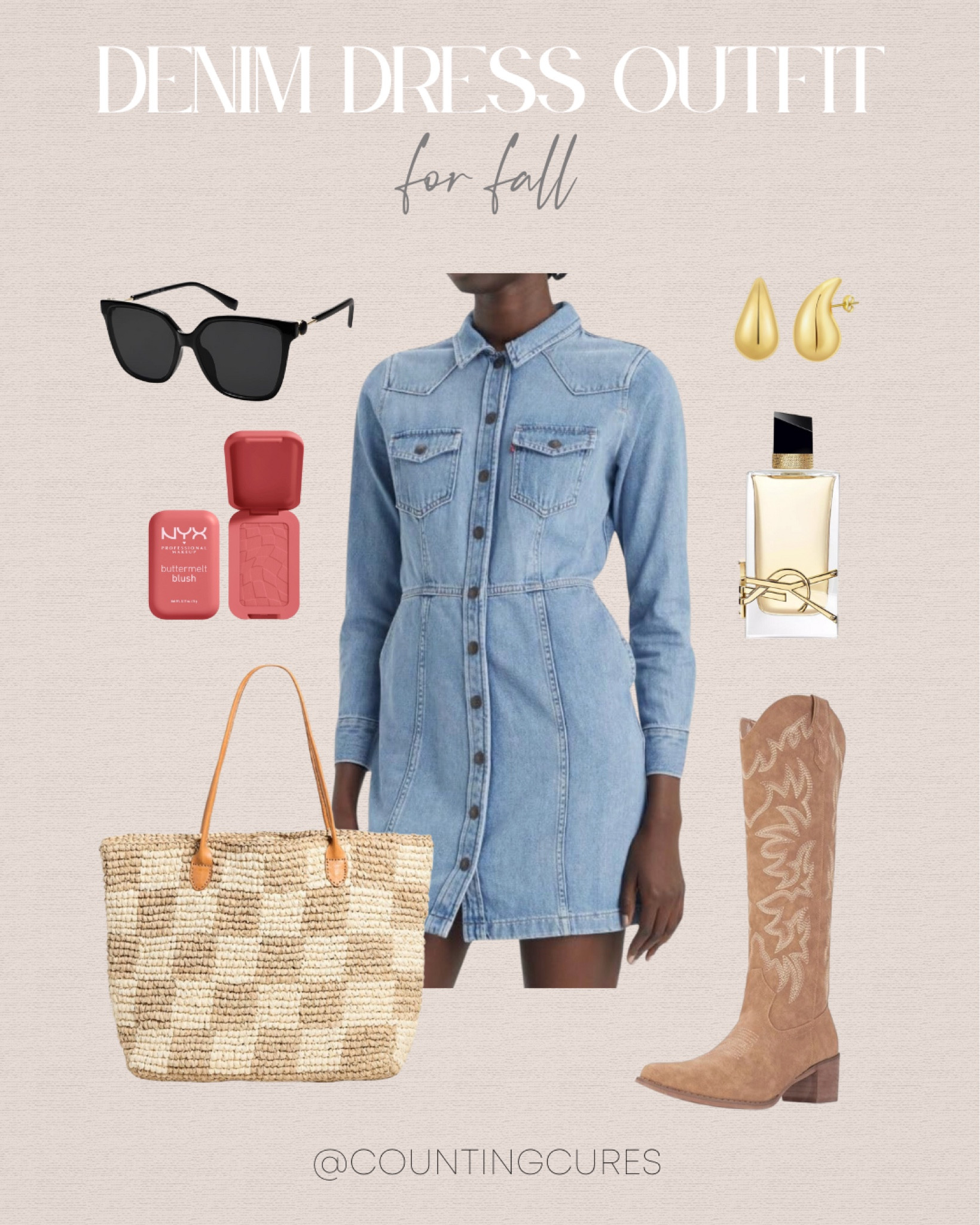 The perfect denim dress for fall? Here's an outfit inspo you can recreate with the trendy cowboy boots! Don't forget your sunnies to tie the look together.
#amazonfashion #goldaccessories #errandsday #denimondenim

#LTKShoeCrush #LTKSeasonal #LTKStyleTip
