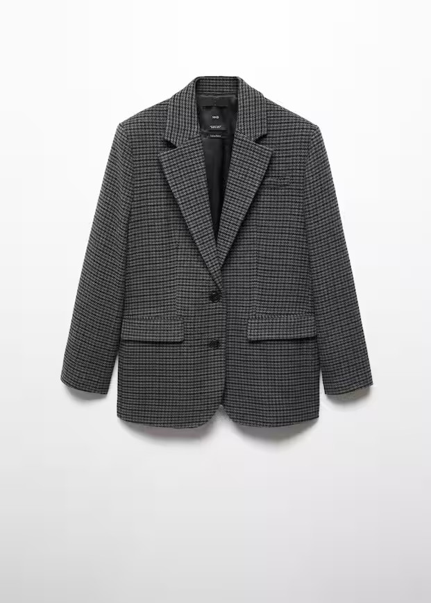 Houndstooth structured blazer -  Women | Mango USA | MANGO (US)