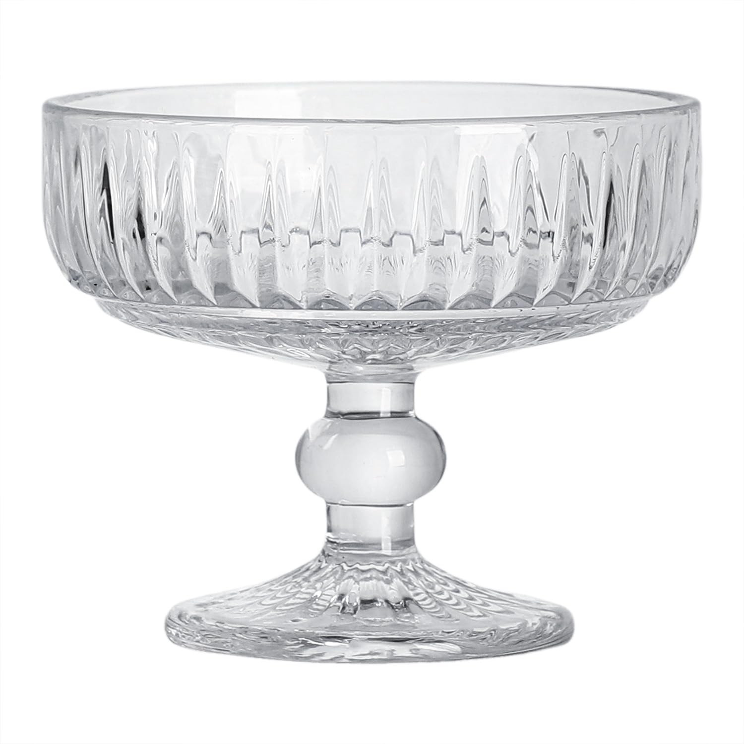 WAIT FLY Vintage Embossed Stripe Glass Dessert Bowl, Footed Trifle Bowl Ice Cream Bowl Serving Bo... | Amazon (US)