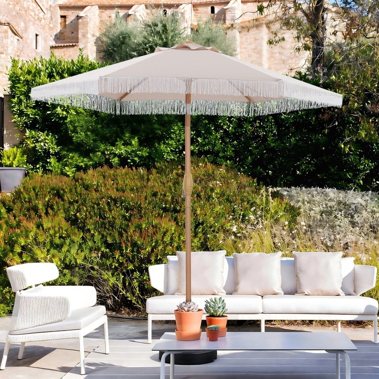Autlaycil 7.5 ft Fringe Patio Umbrella, Outdoor Table Tassels Umbrella with Push Button Tilt and ... | Walmart (US)