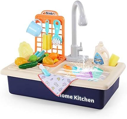 TEMI Kitchen Sink Toys, Wash Up Kitchen Sets with Running Water Play House Pretend Role Play Kitc... | Amazon (US)