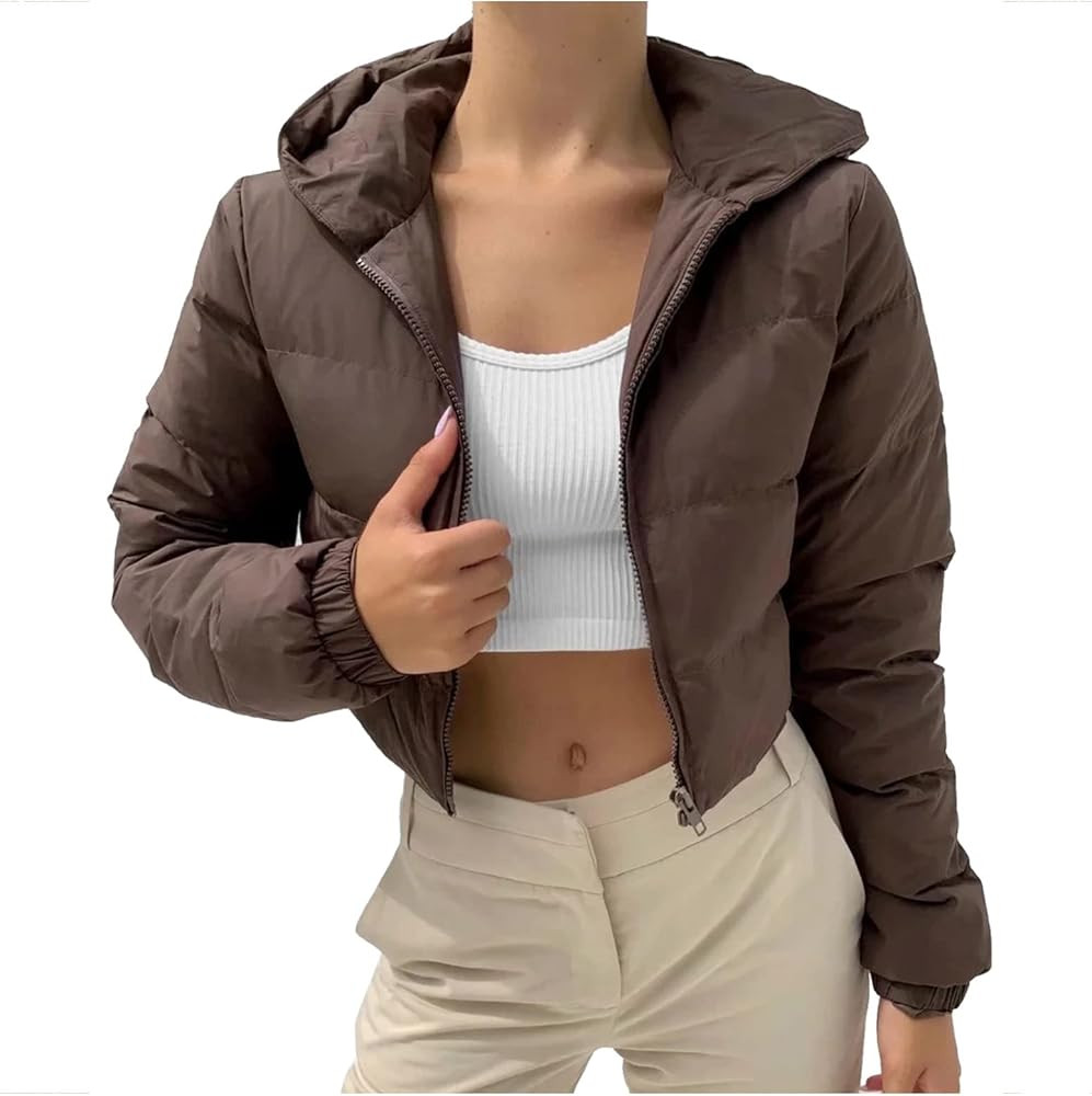 Ashowlaco Puffer Jacket Womens Cropped Warm Winter Coats Parka Down Puffy Bubble Coat Fashion Cas... | Amazon (US)