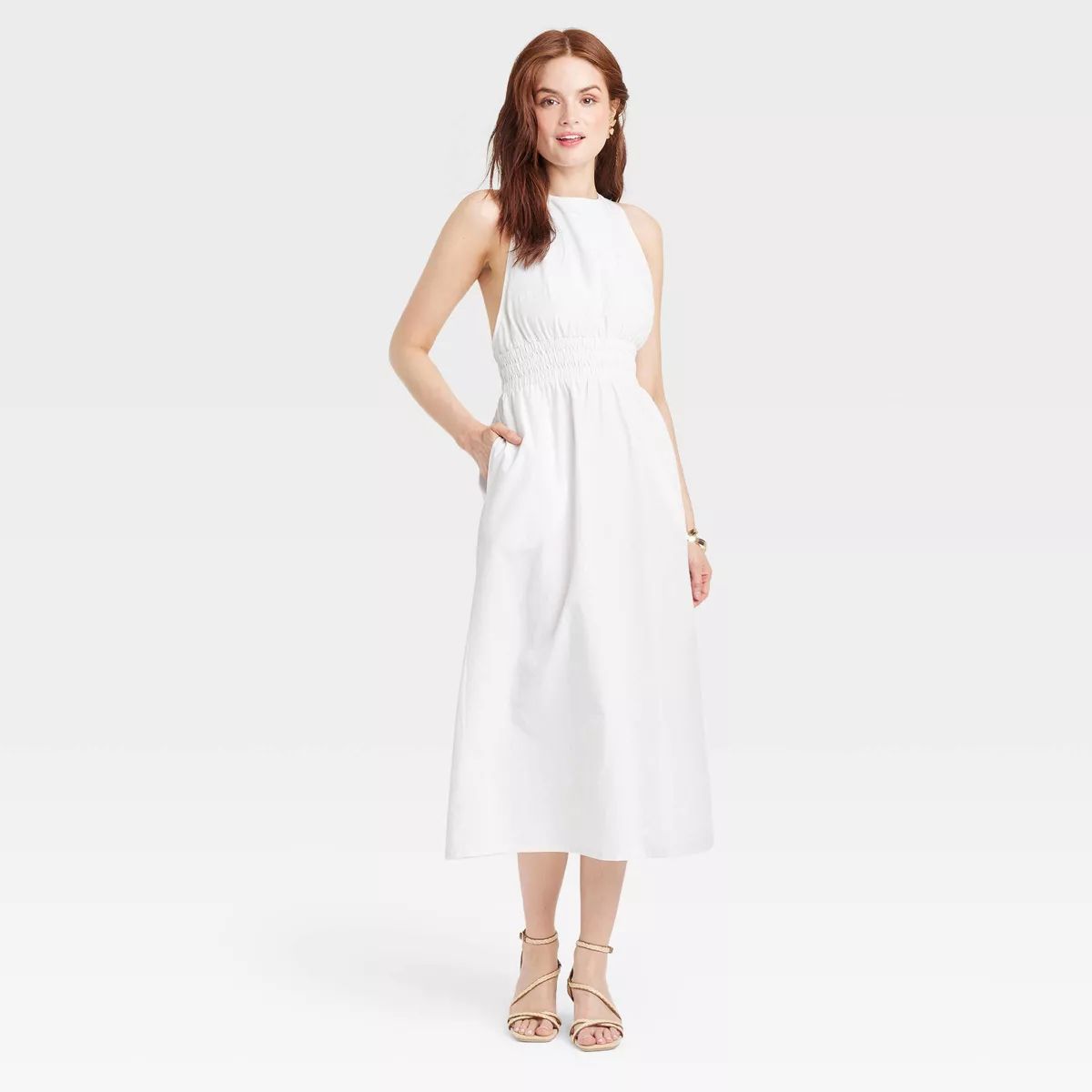 Women's Poplin Cross Back Midi Dress - A New Day™ | Target