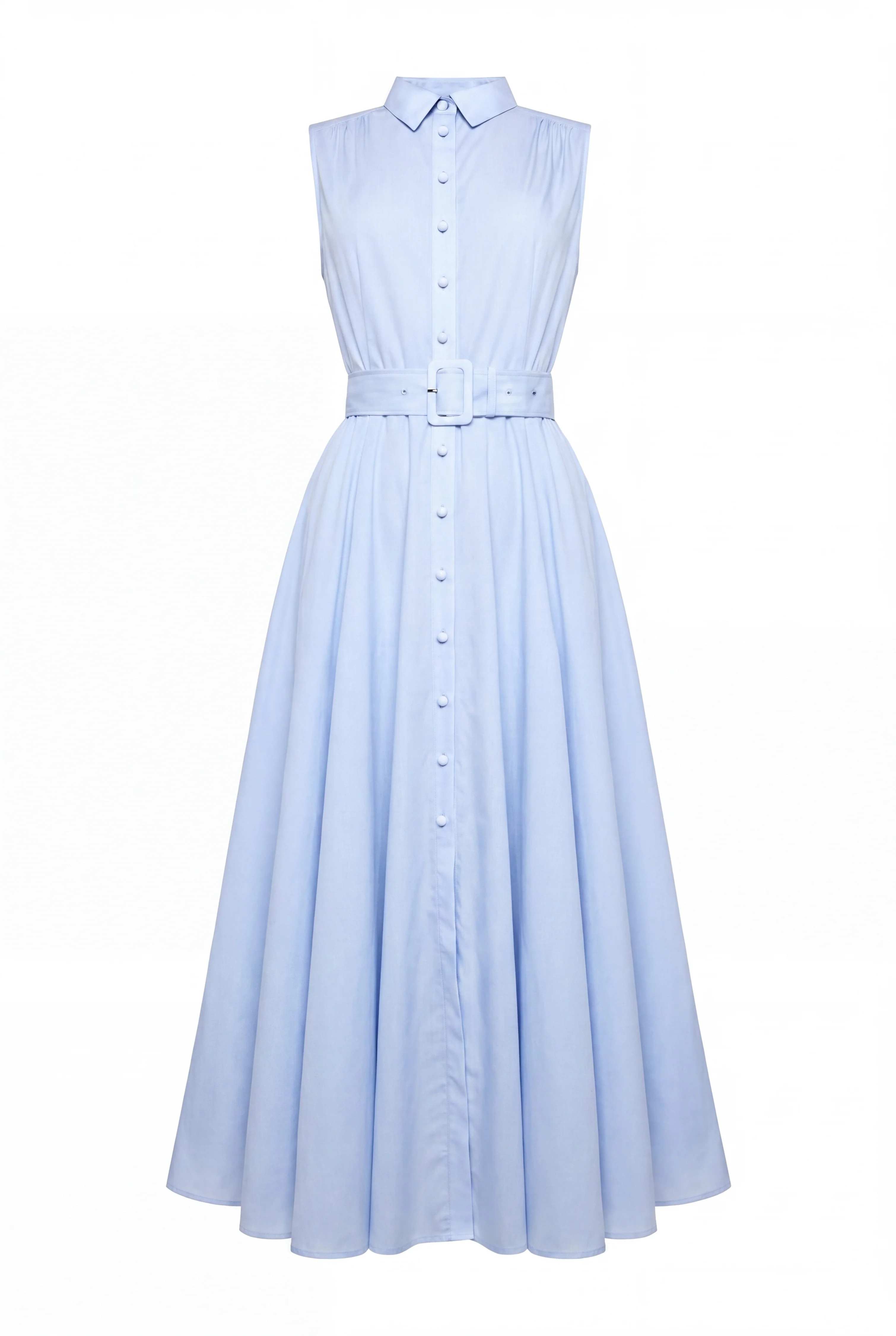 Aimee Sleeveless Dress (Light Blue Chambray) | Holland Cooper