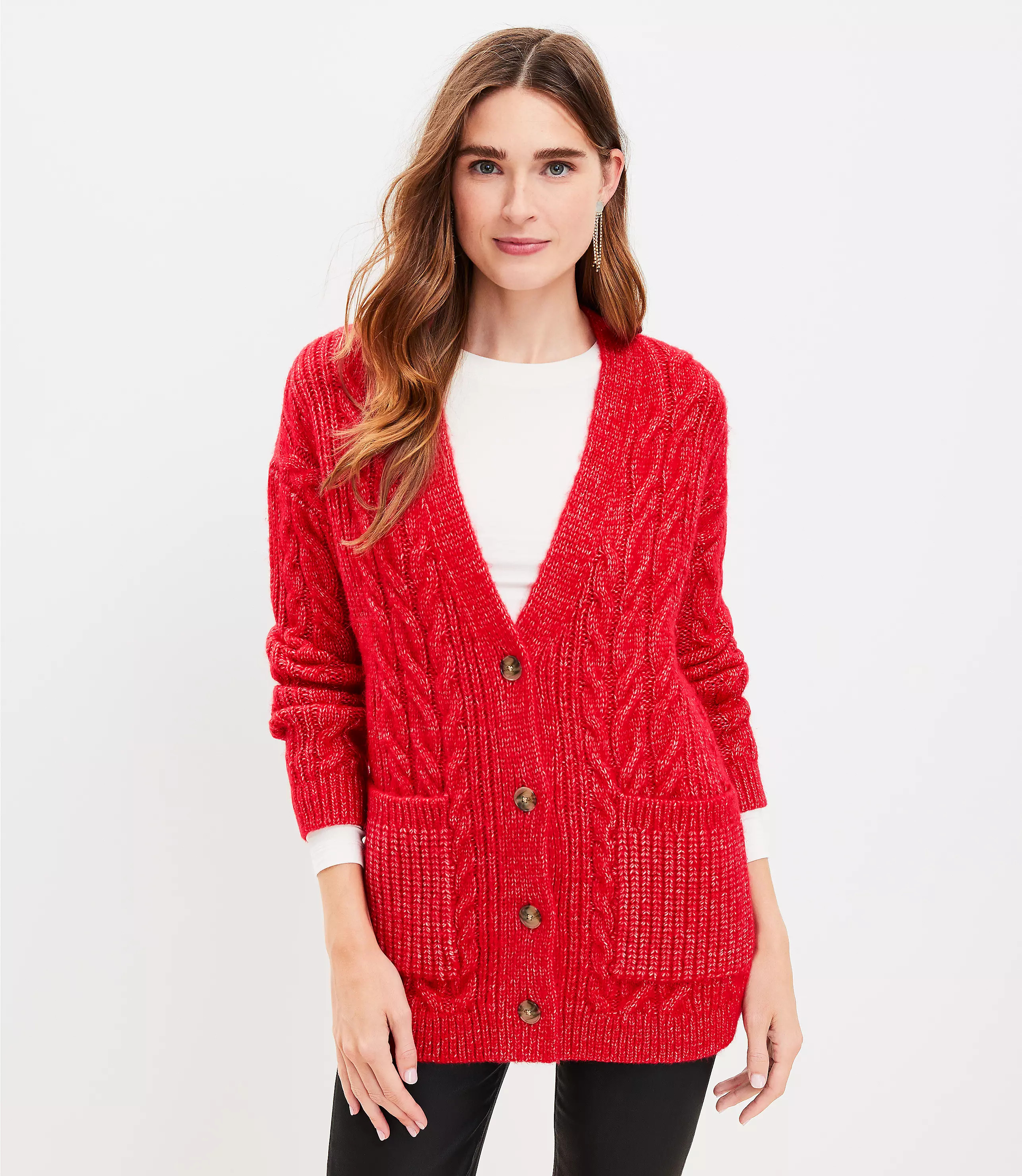 Cable Boyfriend Cardigan | LOFT