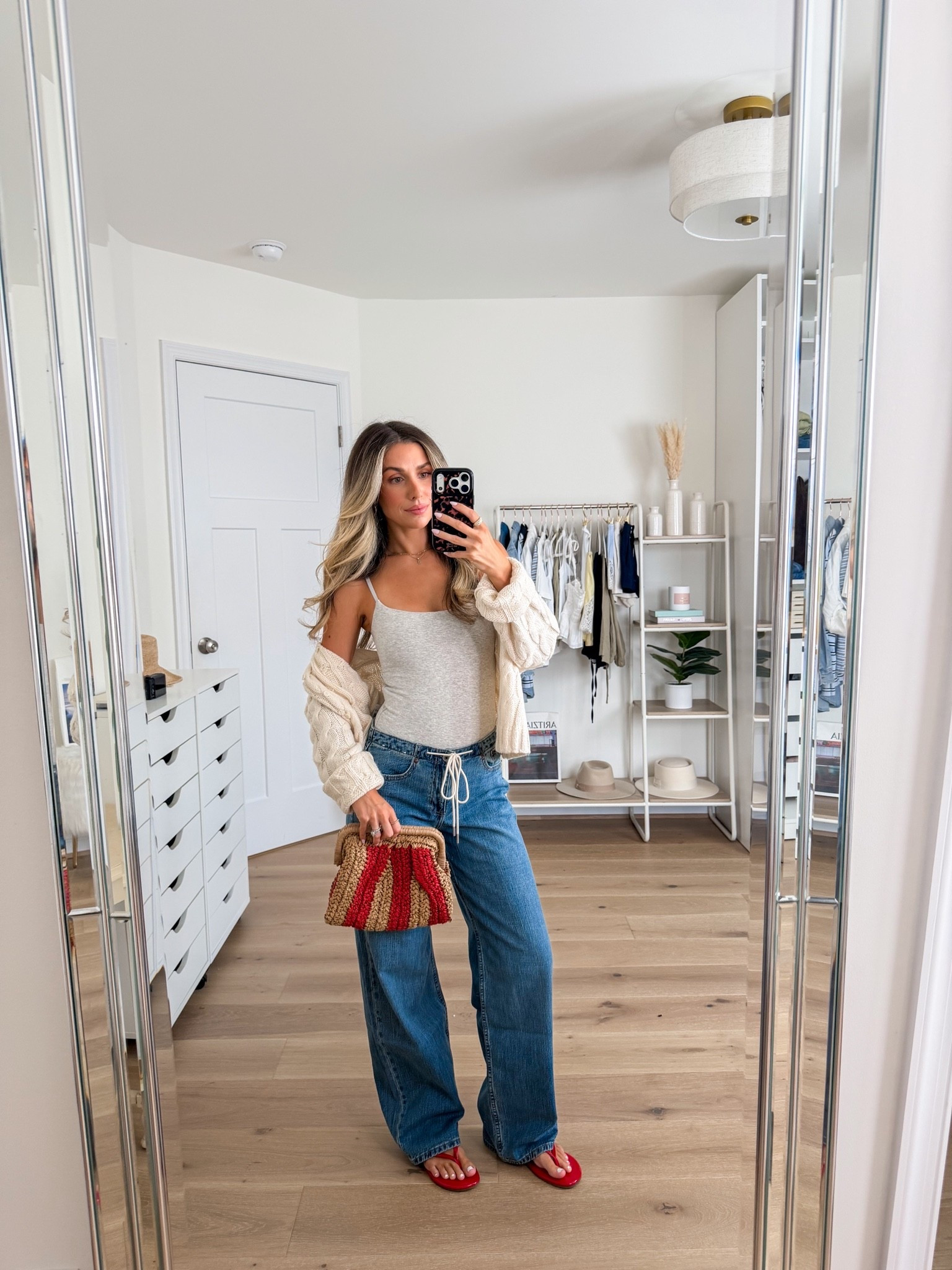 cable knit cardigan: xs
Tank top: xs
Linen blend low rise jeans: 24 regular 
Sandals: true to size

#LTKootd #LTKgrwm #LTKPetite