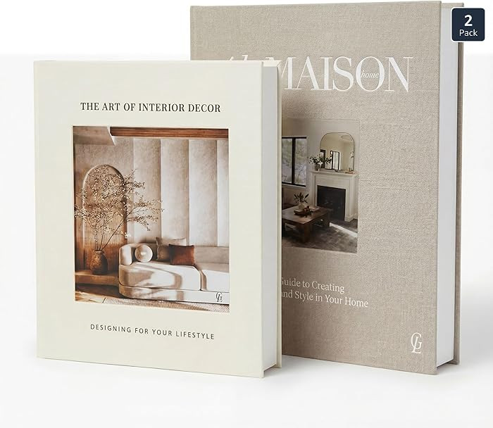 Decorative Fake Books for Home Decor – Set of 2 Linen Faux Book Storage Boxes with Hidden Stora... | Amazon (US)