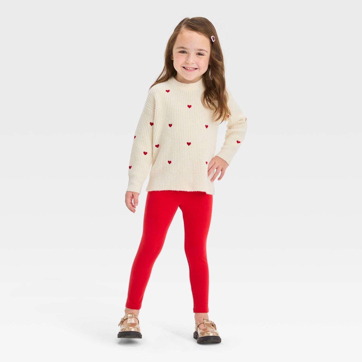 Toddler Girls' Hearts Pullover - Cat & Jack™ Cream | Target