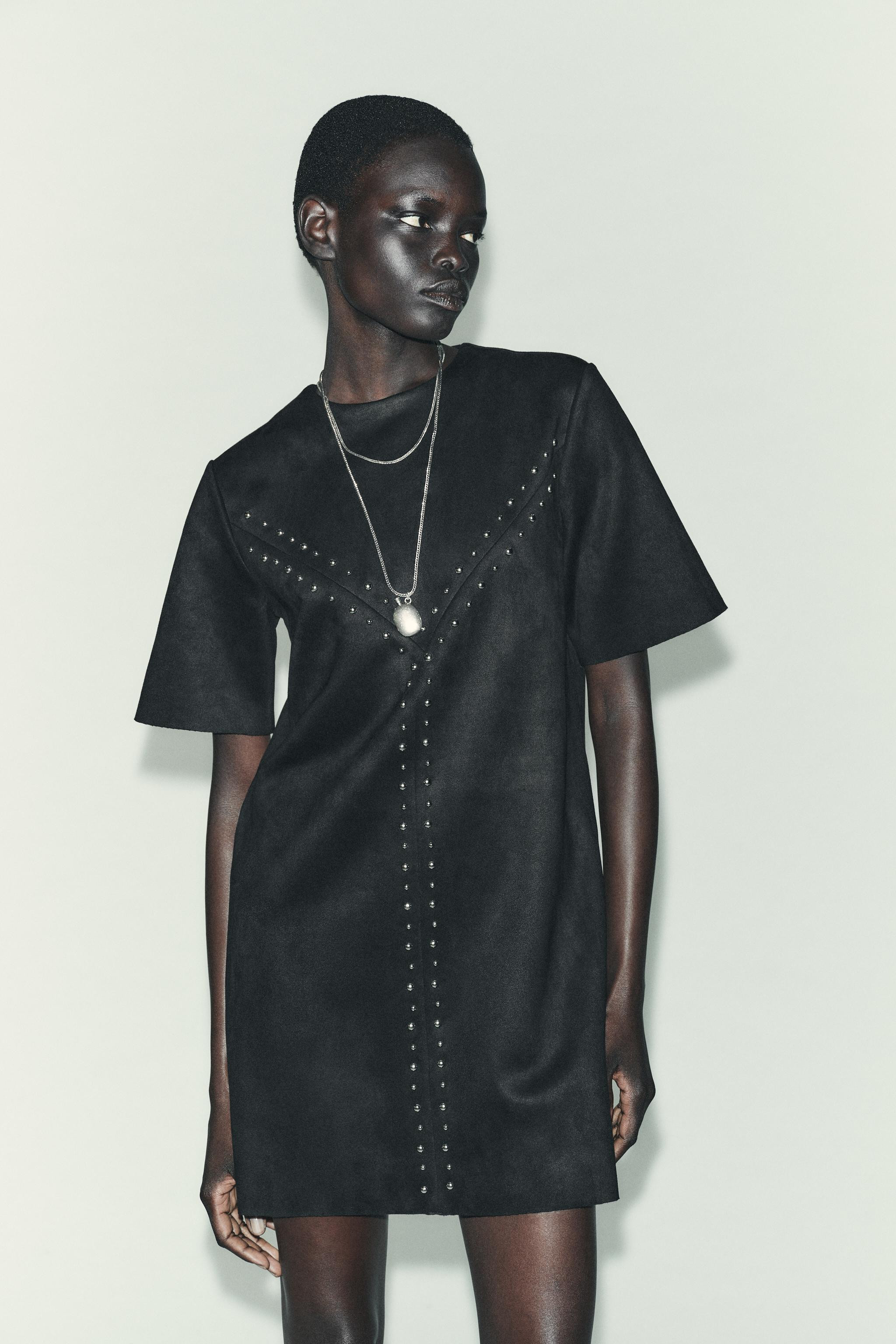 FAUX SUEDE STUDDED DRESS | Zara US