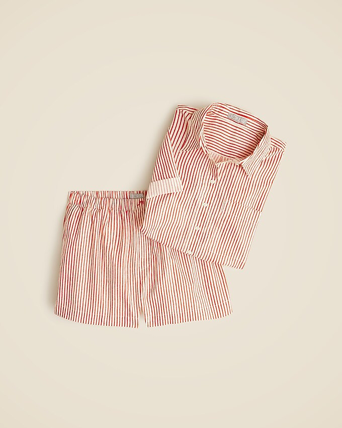 Cotton poplin pajama short set in stripe | J. Crew US