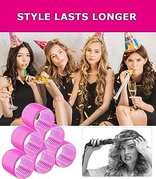 Hair Rollers - Free Makeup Carrying Case - Jumbo,Large Rollers Hair Curlers Set for Volume, Long ... | Amazon (US)