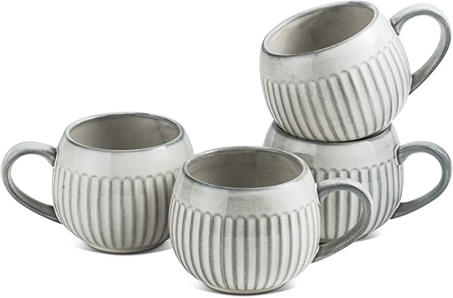 Coffee Mugs Set of 4 Large Ceramic Coffee Cups Set 19 oz Tea Mug Farmhouse Coffee Mugs 550ml Soup... | Amazon (US)