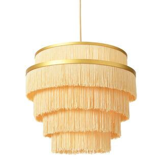 Hello Honey® Gold Metal with 5-Tiered Cream Fringe Pendant Lamp | 16.5" x 15" | Michaels® | Michaels Stores