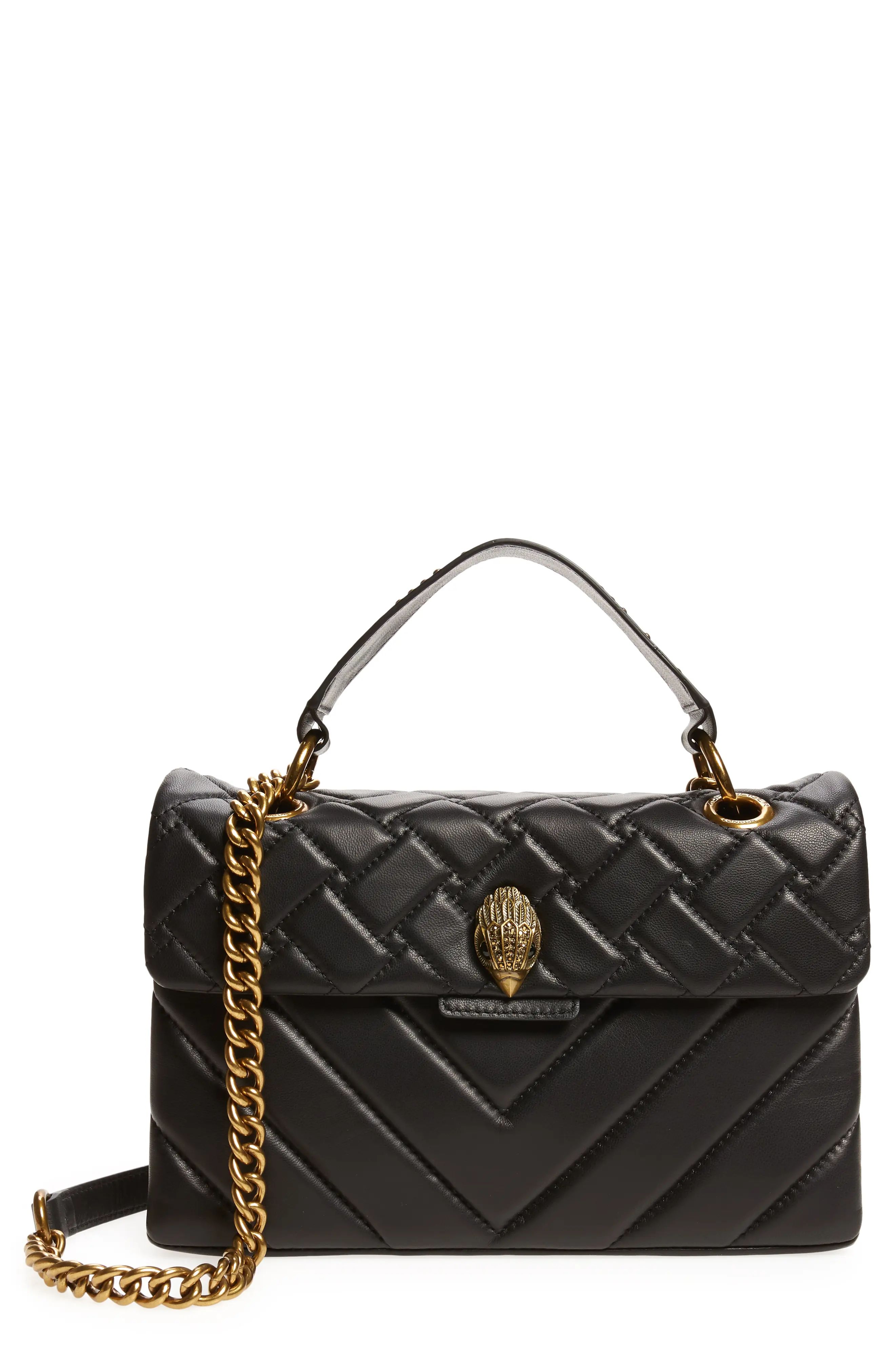 Kurt Geiger London Kensington Studded Handle Leather Bag - Black | Nordstrom