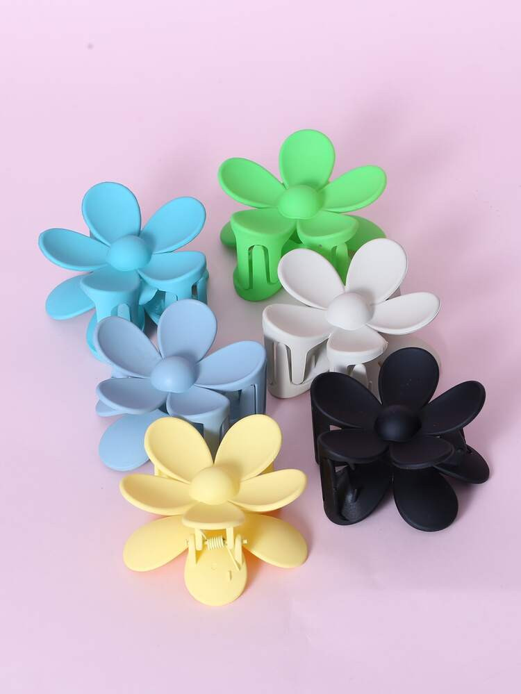 6pcs Random Color Flower Design Hair Claw | SHEIN