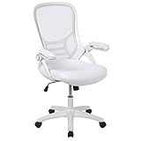 Flash Furniture High Back White Mesh Ergonomic Swivel Office Chair with White Frame and Flip-up Arms | Amazon (US)