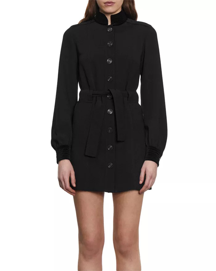 Marta Belted Velvet Trim Dress | Bloomingdale's (US)