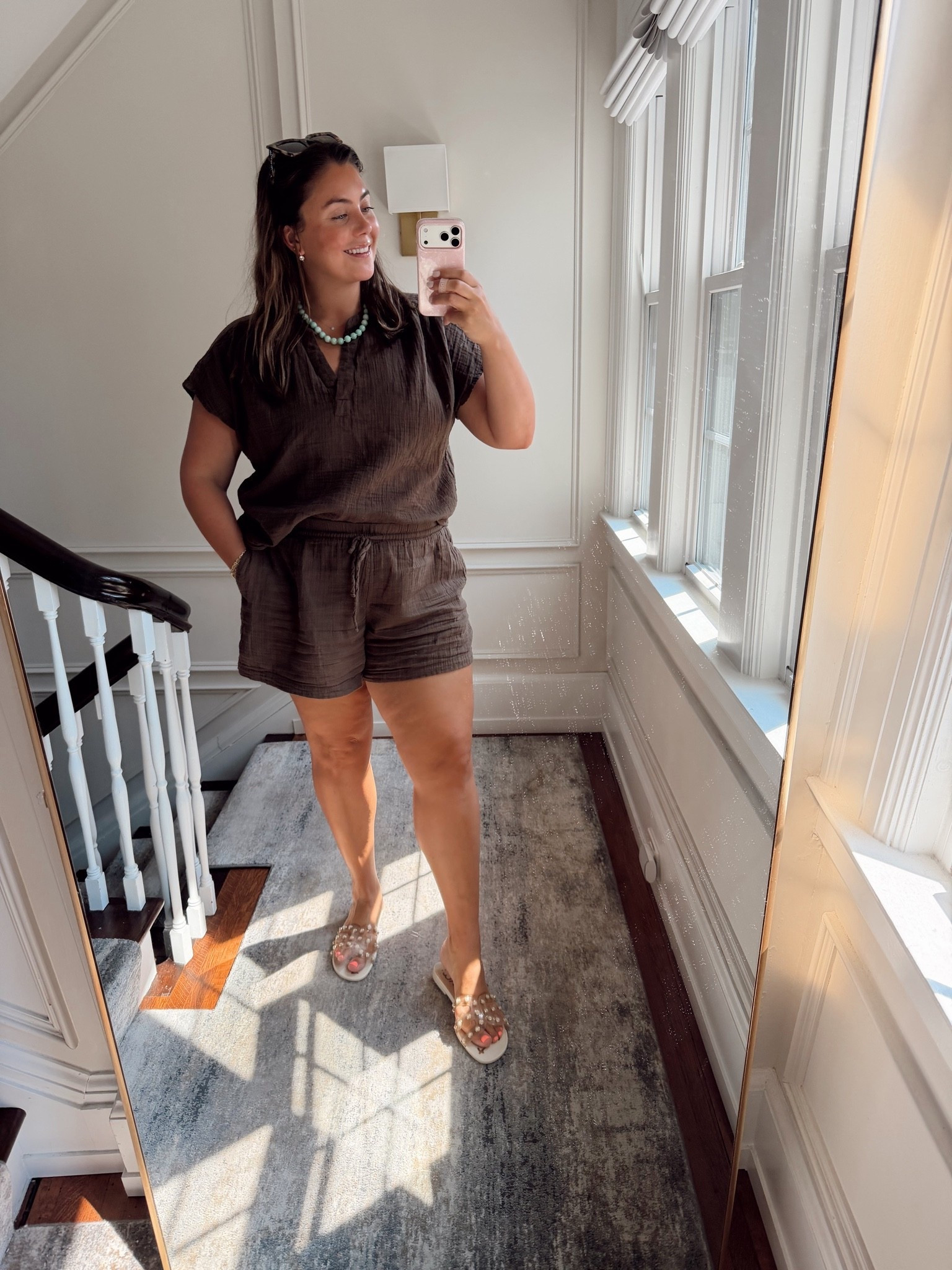 Wearing size XXL in both top & shorts. Matching set - crinkle gauze - summer set - shorts set

#LTKSeasonal #LTKmomlife #LTKMidsize