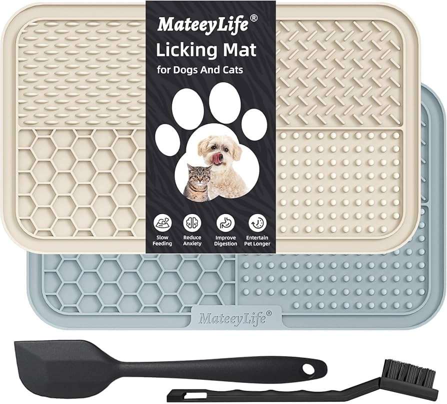MateeyLife 2PCS Large Lick Mat for Dogs and Cats with Suction Cups, Dog Lick Mat for Anxiety Reli... | Amazon (US)