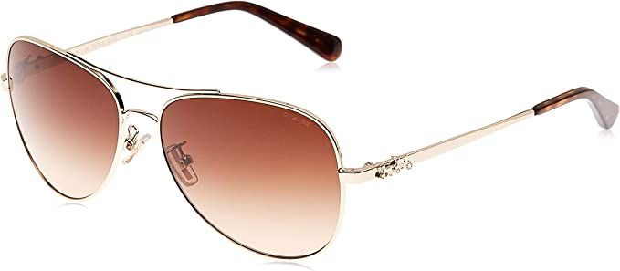 Coach Women's HC7074 Sunglasses Light Gold/Brown Gradient 59mm | Amazon (US)