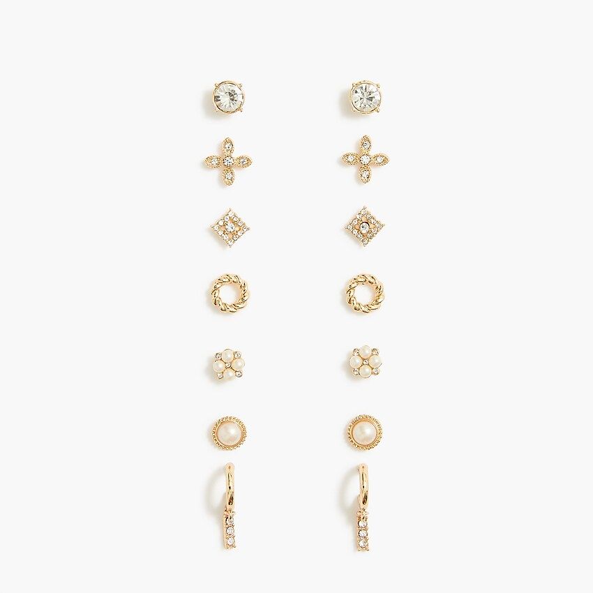 Crystal and gold earrings set-of-seven | J.Crew Factory