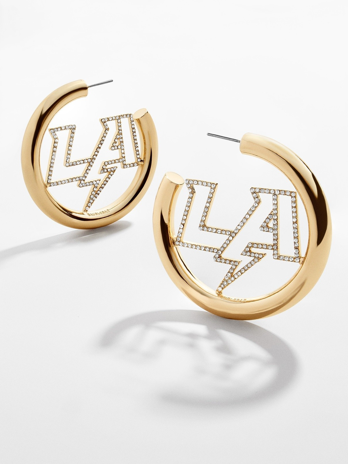 Los Angeles Chargers Logo Gold Hoops | BaubleBar (US)