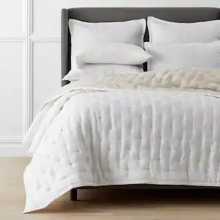 The Company Store Legends Hotel Reversible Relaxed White/Parchment Solid Full/Queen Linen Quilt 5... | The Home Depot