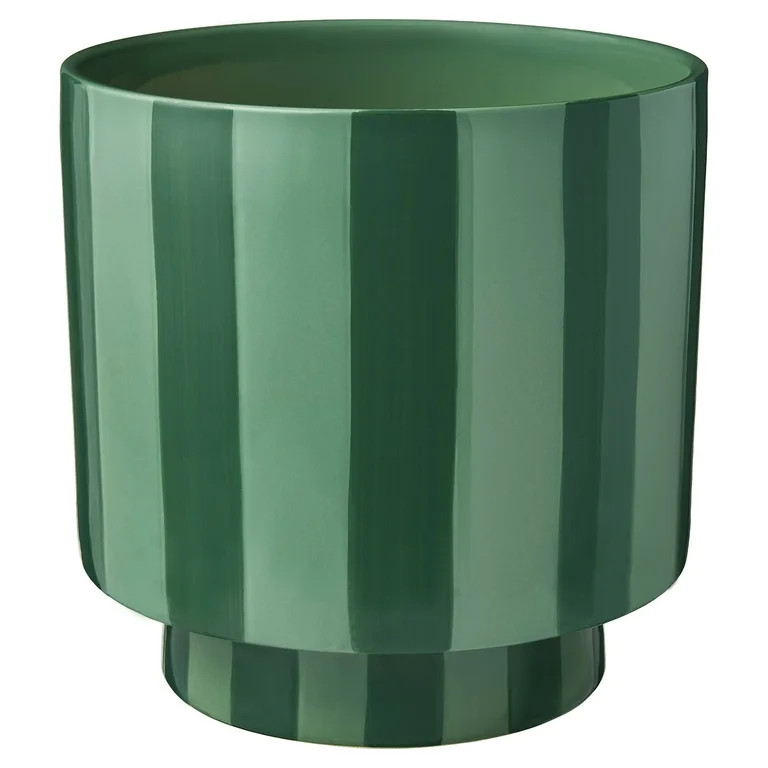 Mainstays 8.25-Inch Round Green Lily and Wave Ceramic Planter | Walmart (US)