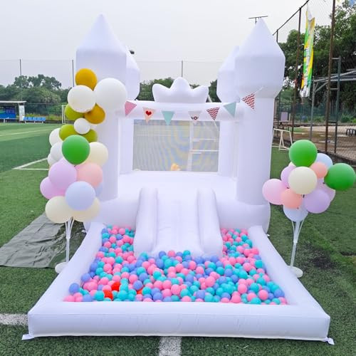 White Bounce House with Ball Pool 13x8x8FT Inflatable Bouncy Castle with Blower for Kids - Oxford Fabric - Lightweight - Portable - Durable | Amazon (US)