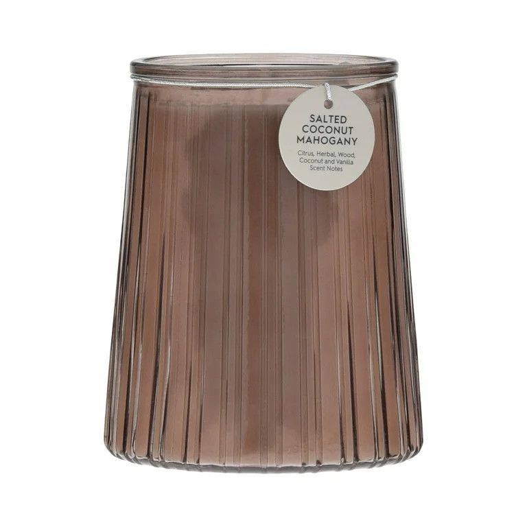 Better Homes & Gardens Salted Coconut Mahogany Scented 1-Wick 16.1oz Ribbed Jar Candle - Walmart.... | Walmart (US)