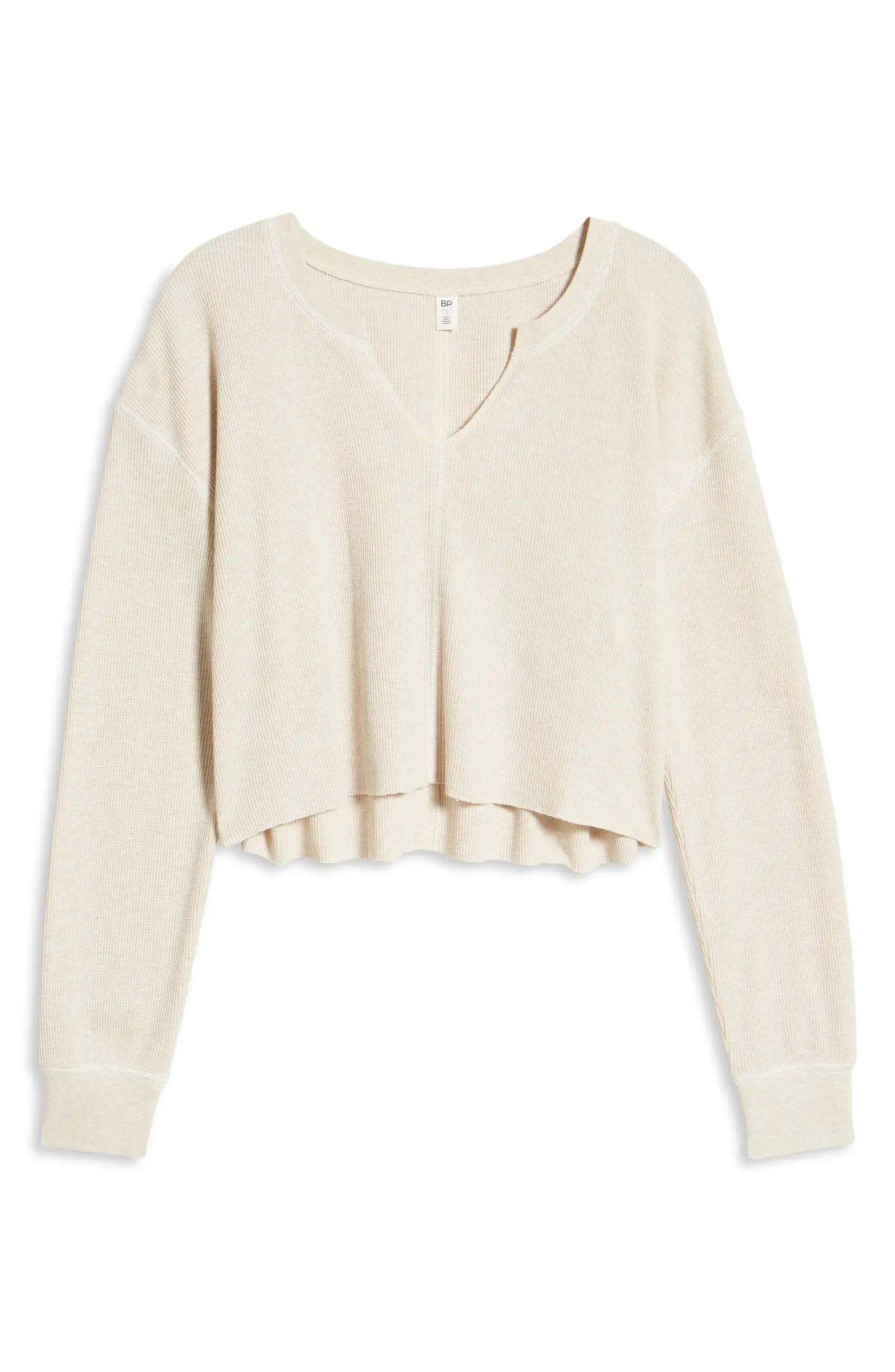 Split Neck Thermal Crop Top | Nordstrom