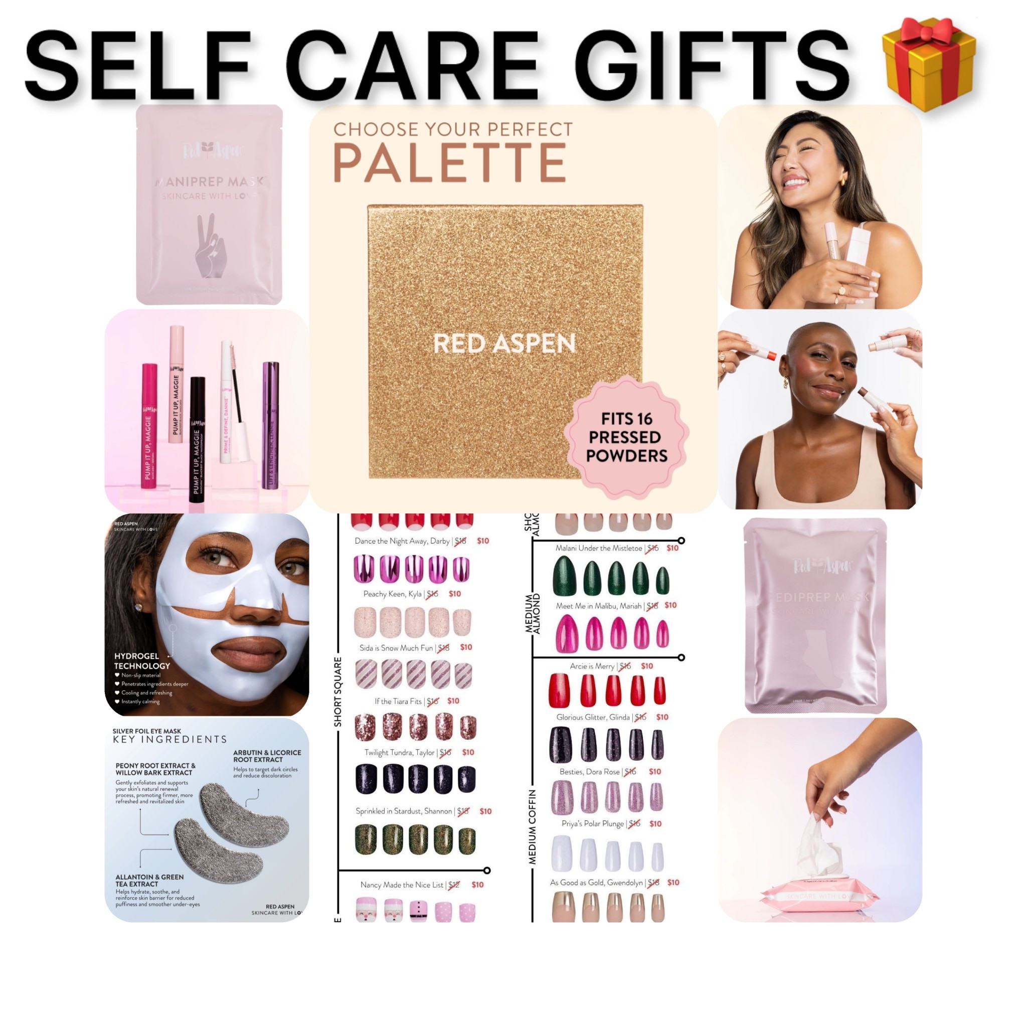 MAMAS if your are ballin on a budget for Christmas listen up! The best thing for stocking stuffers for your littles or teens are press on nails, makeup that is Red Aspen verified which has clean ingredients, eye care masks and face masks ! Drop ❤️ for link!