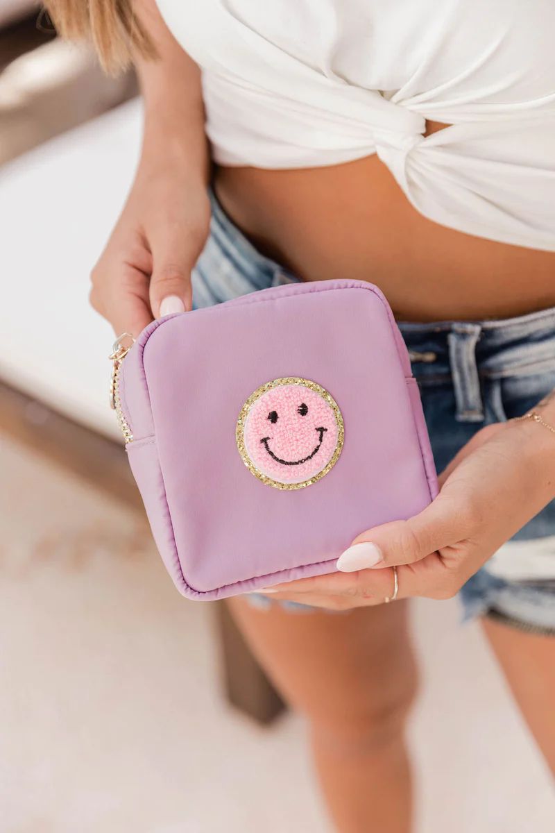 Smiley/Purple Patch Mini Travel Medicine Bag | The Pink Lily Boutique