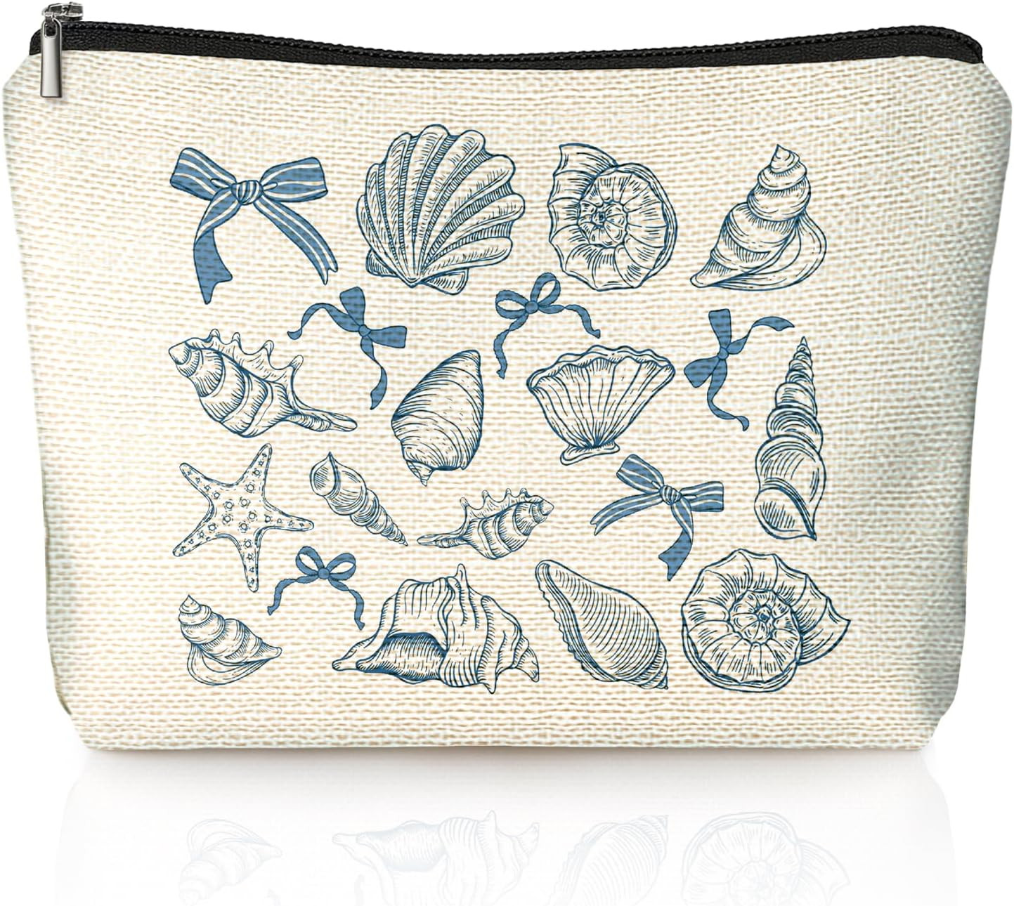 Beach Makeup Bag & Travel Pouches for Toiletries, Beach Themed Gifts, Blue Seashell Cosmetic Bags... | Amazon (US)