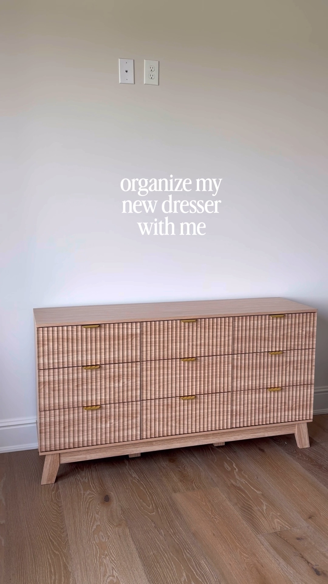 Dresser organization! Love this white oak and gold Wayfair dresser 