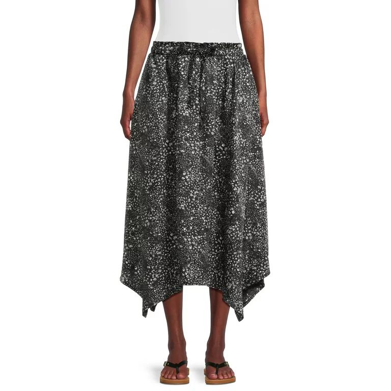 Time and Tru Women's Handkerchief Hem Midi Skirt with Drawcord, Sizes XS-XXL | Walmart (US)