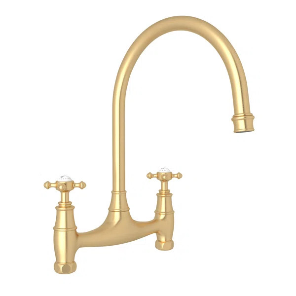 U.4790X-SEG-2 + U.6794SEG-2 Georgian Era Bridge Kitchen Faucet with Straight Deck Unions | Wayfair North America