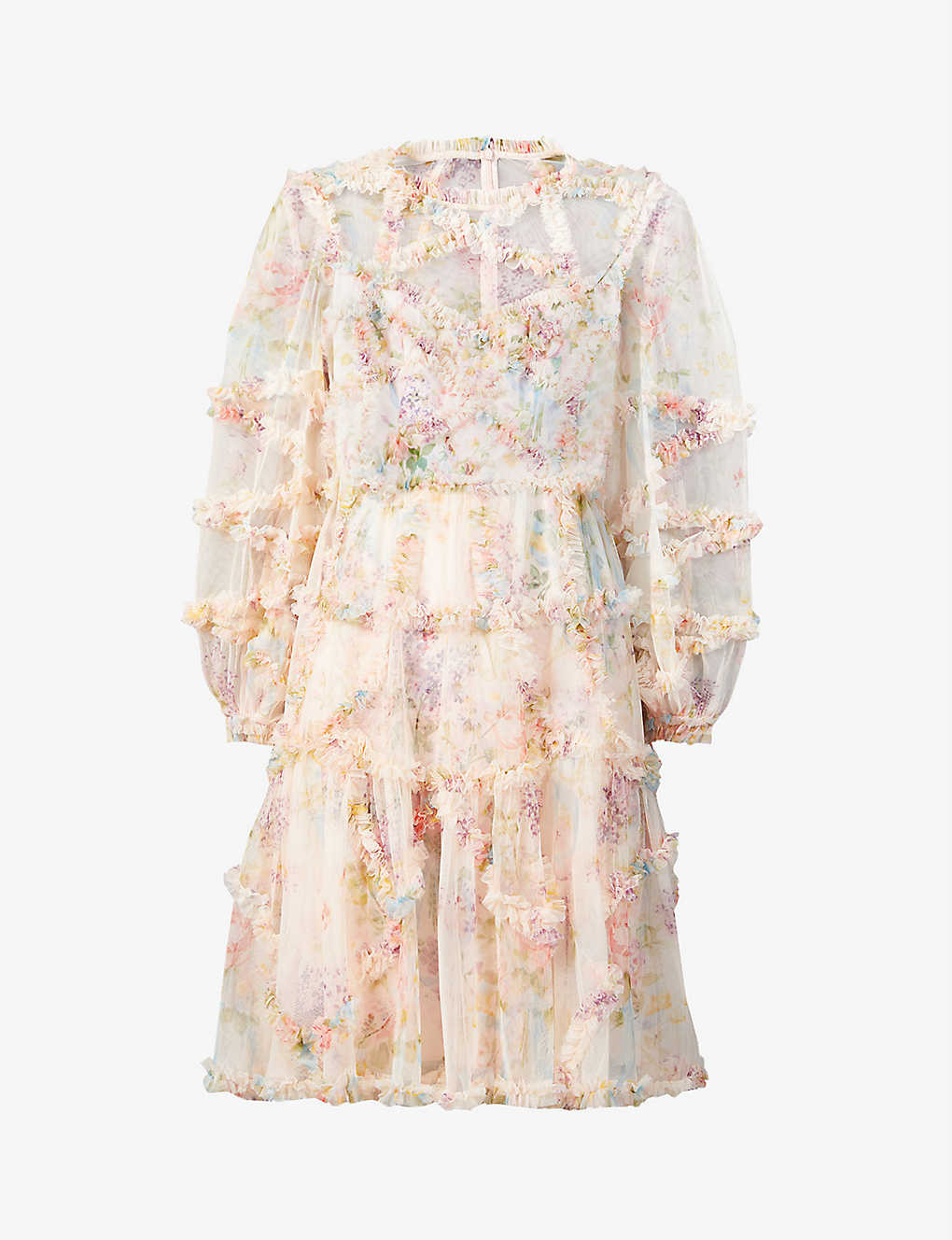 Floral-pattern semi-sheer tulle mini dress | Selfridges