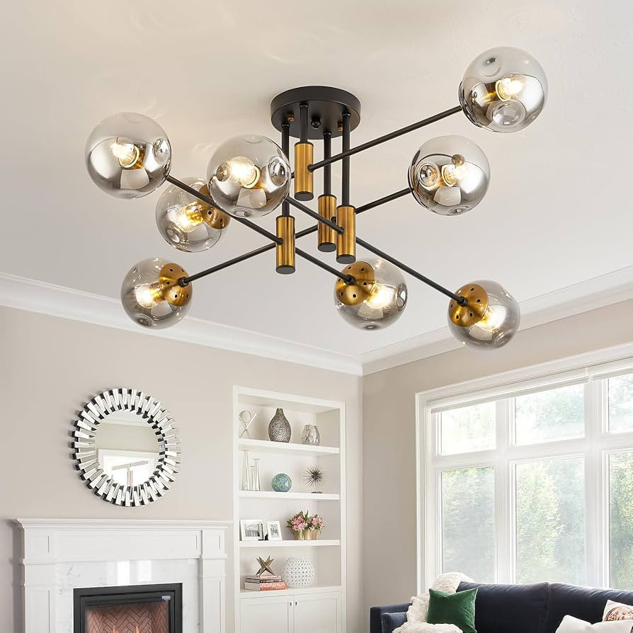 8 Light Sputnik Ceiling Light Fixture Glass Globe Bubble Modern Chandelier for Dining Room Bedroo... | Amazon (US)