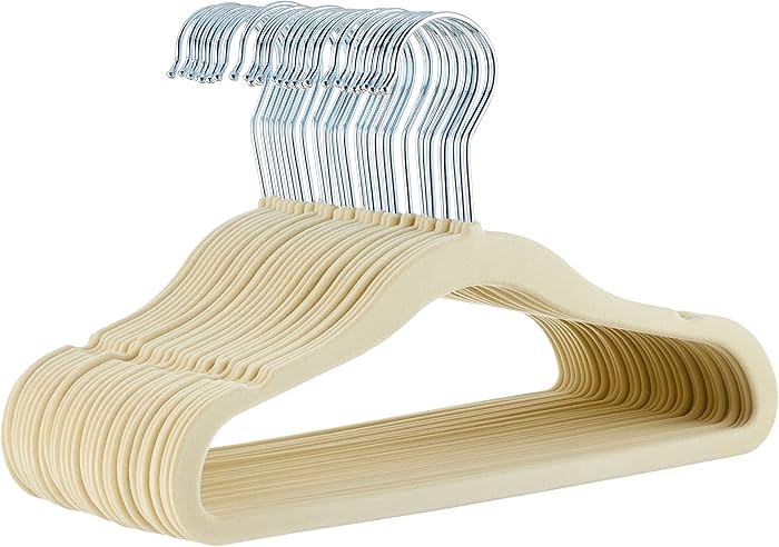 Amazon Basics Kids Velvet, Non-Slip Clothes Hangers (Baby/Toddler), 11.6 inches (for Baby Clothes... | Amazon (US)