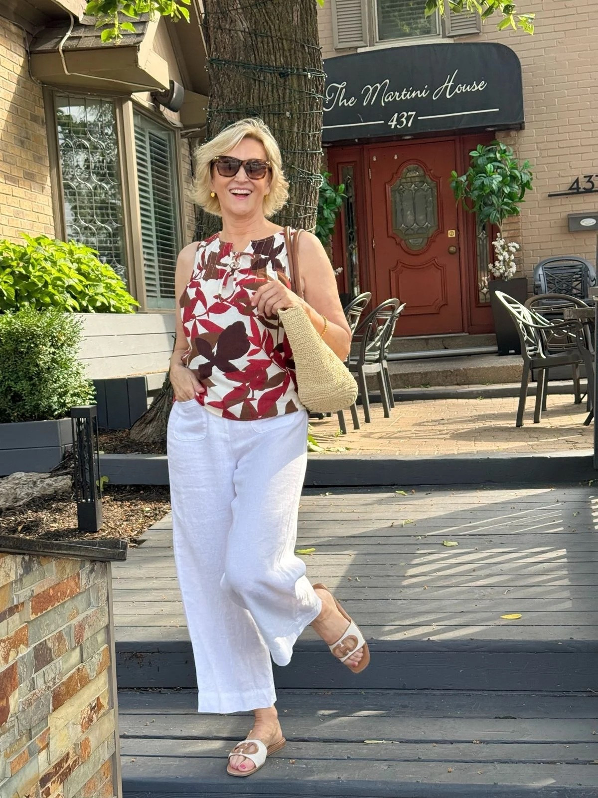 A little tropical print is the perfect way to bring a touch of summer into your wardrobe. 🌿🤎 This short sleeve brown tropical print top paired with relaxed linen pants and simple slides creates such an easy, effortless look.

#LTKSeasonal #LTKOver40 #LTKootd