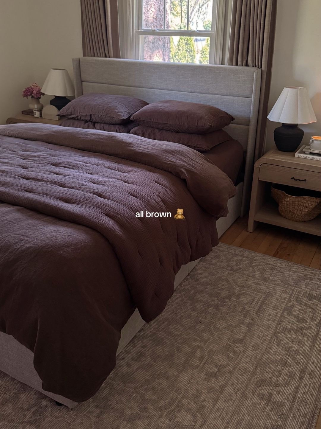 all espresso brown bedding from quince! so cozy & perfect for fall 🤎 code INFG-26SALEAONEILL10 for 10% off your first order!